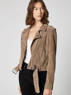 REVOLVE BLANKNYC Taupe Suede Moto leather Jacket